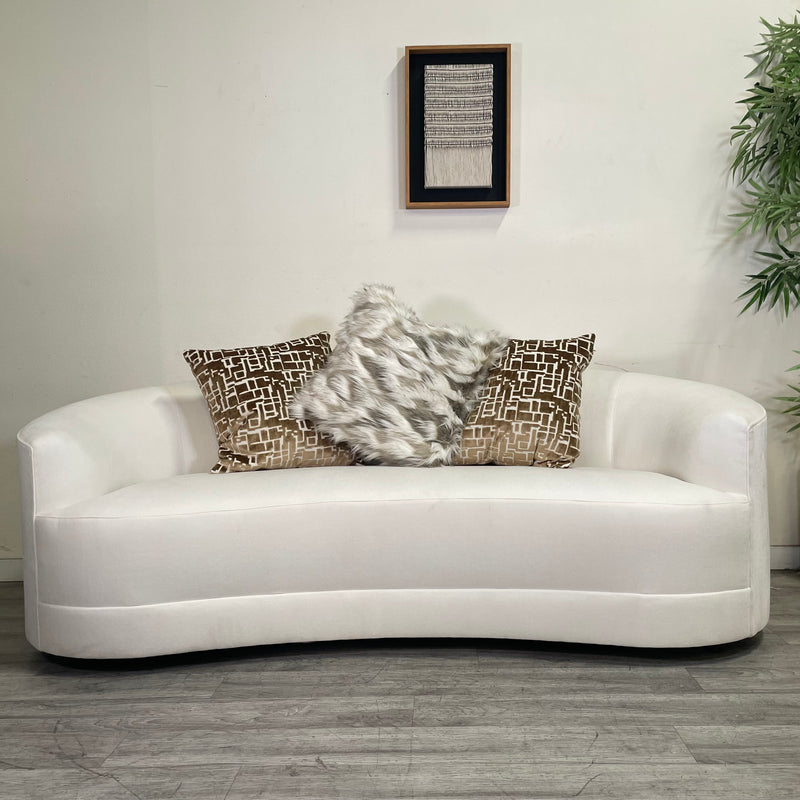 Luxury White Cream 80" Curved Couch