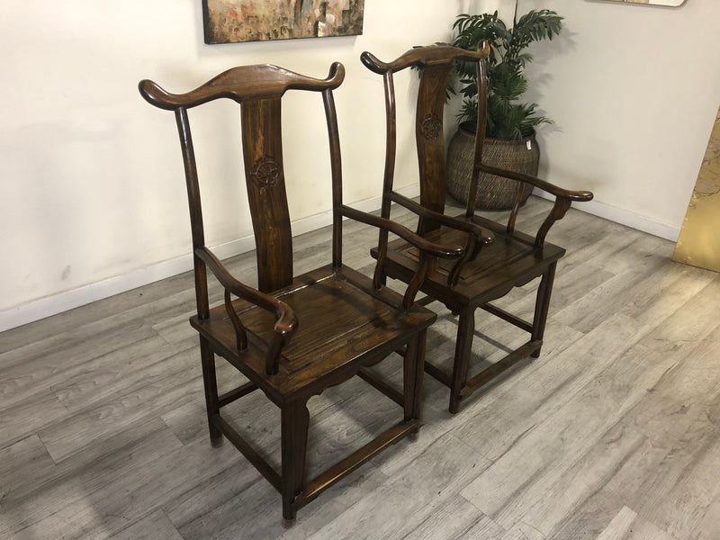 Antique Chinese Official's Hat Chair Set (2)