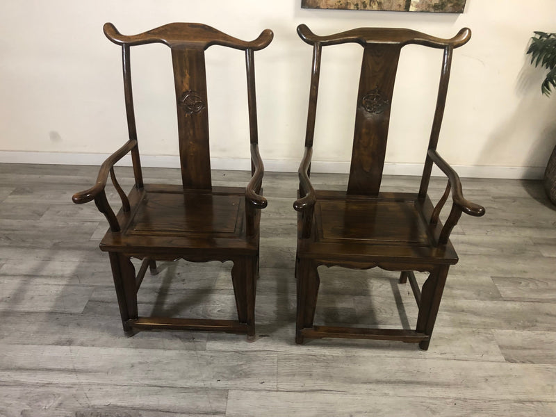 Antique Chinese Official's Hat Chair Set (2)