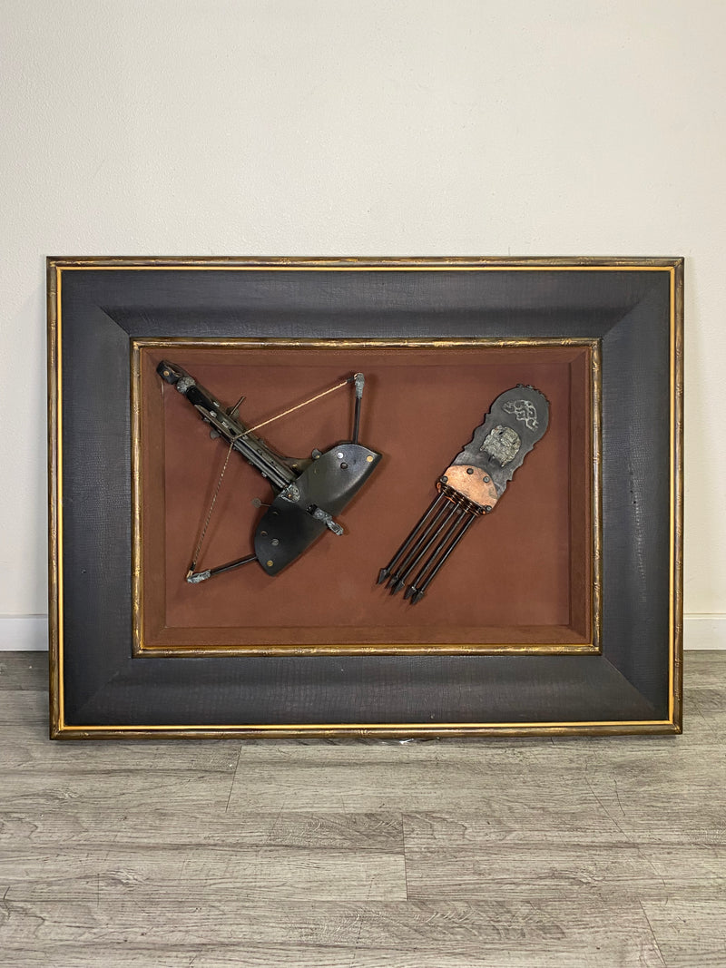 Large Framed Crossbow & Bolts Decor