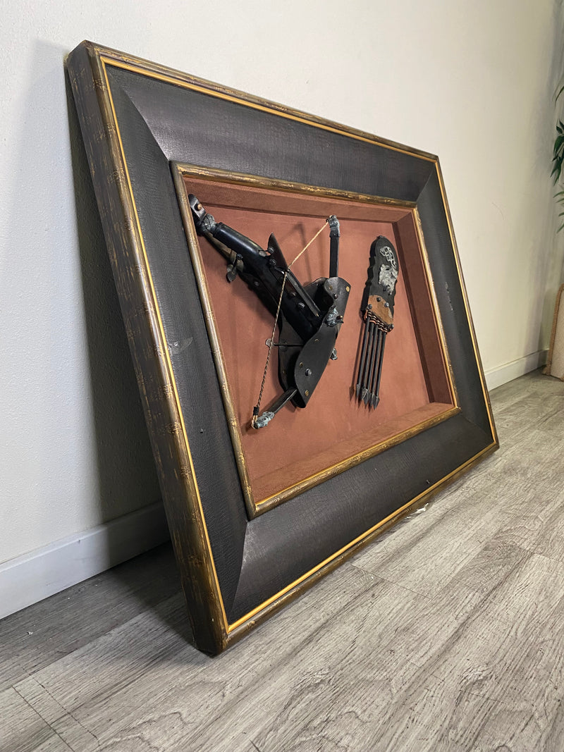 Large Framed Crossbow & Bolts Decor