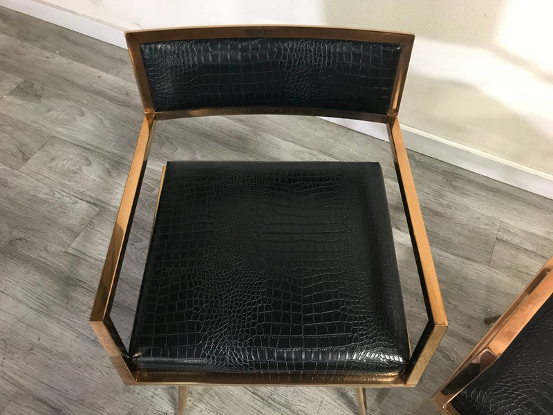 Modrest Rosario Modern Black & Rose gold Dining Chair (set of 2)