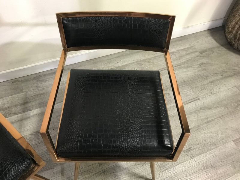 Modrest Rosario Modern Black & Rose gold Dining Chair (set of 2)