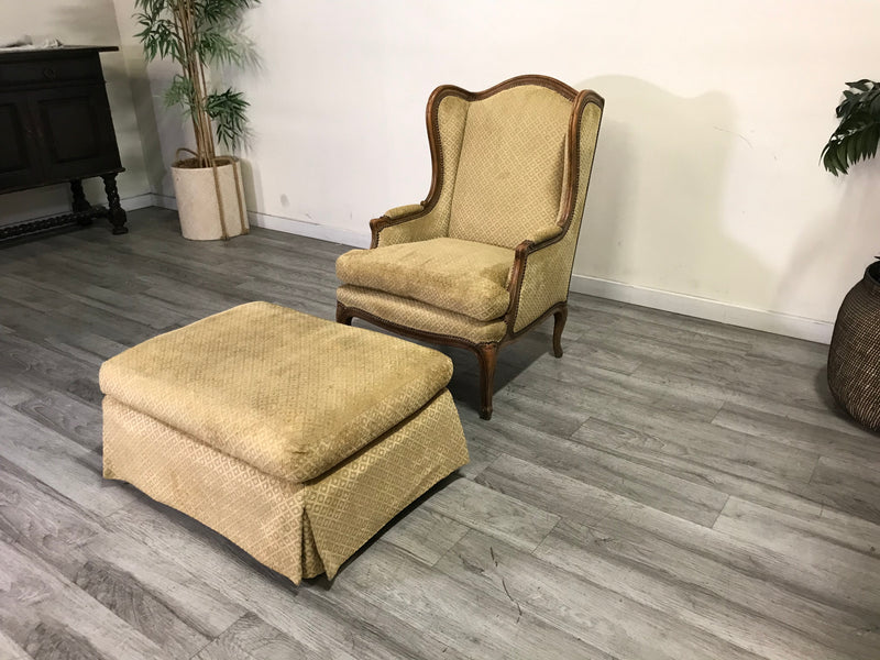 Victorian Style Lounge Chair and Ottoman