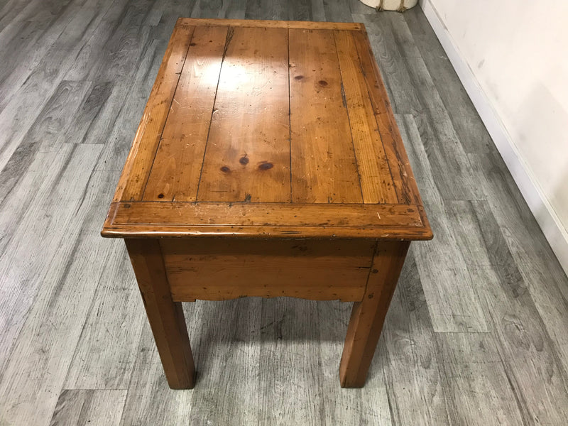 Cottage Rustic Style Walnut Distressed End Side Table
