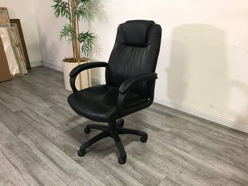 Black Leather Faux Office Arm Chair