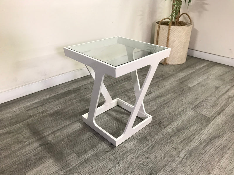 Glass Top Square End Table