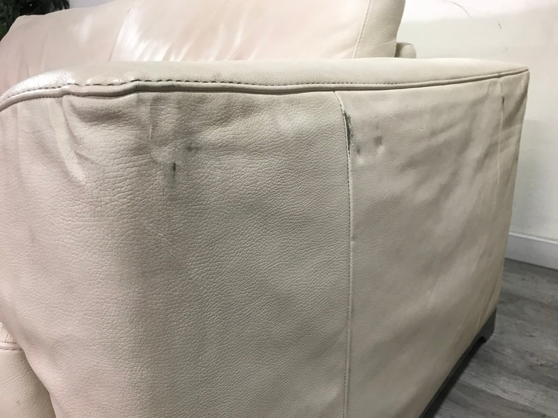 Natuzzi White Leather Faux Sofa