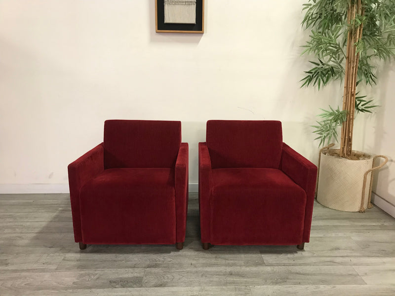 Coalesse Contemporary Red Steelcase Coupe Chairs - Set of 2