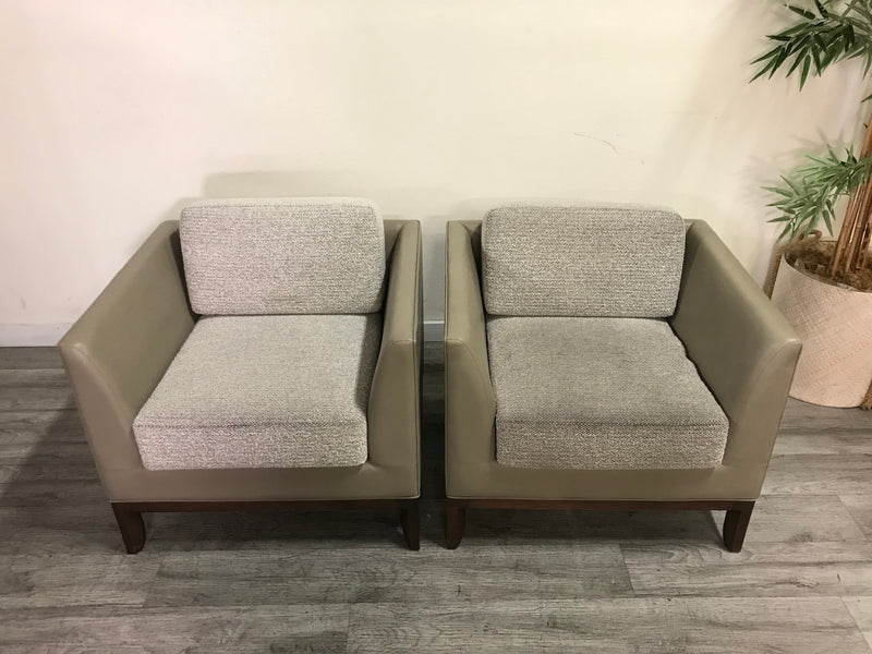 Bernhardt Furniture Lounge Chair Leather and Fabric - Set of 2