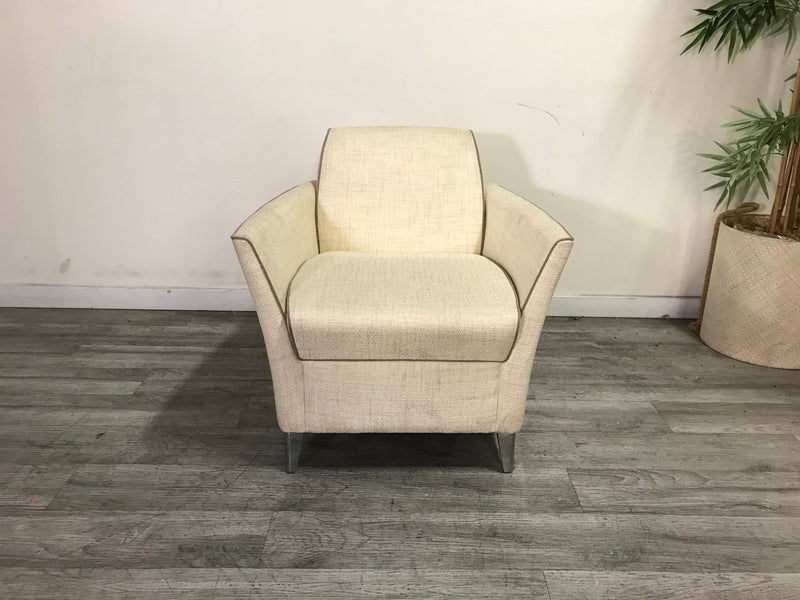 Art Deco Style Cream Upholstered Lounge Chair