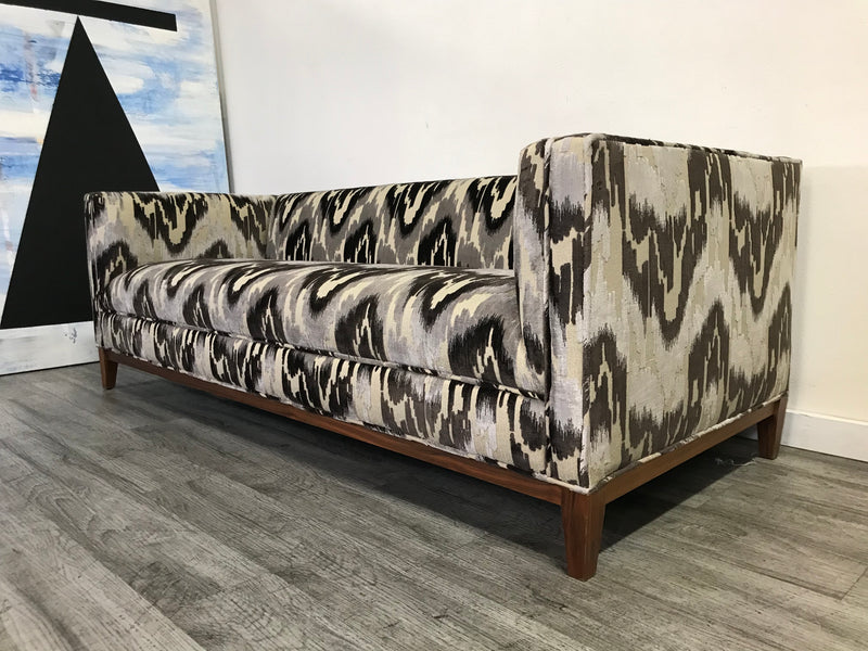 Mid Century Modern Sofa W/ Exceptional Op Art Upholstery