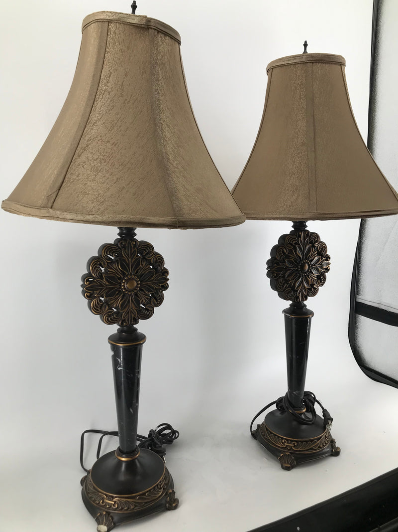 Black Marble and Poly Table Lamp (set of 2)