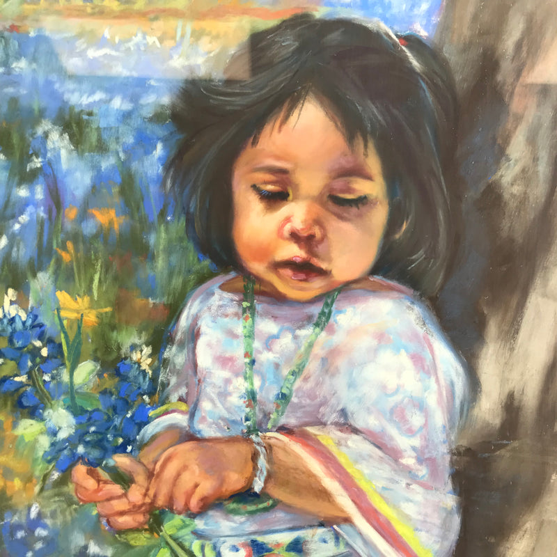 "Blue Bonnet Time" painting singed by Carol Theroux
