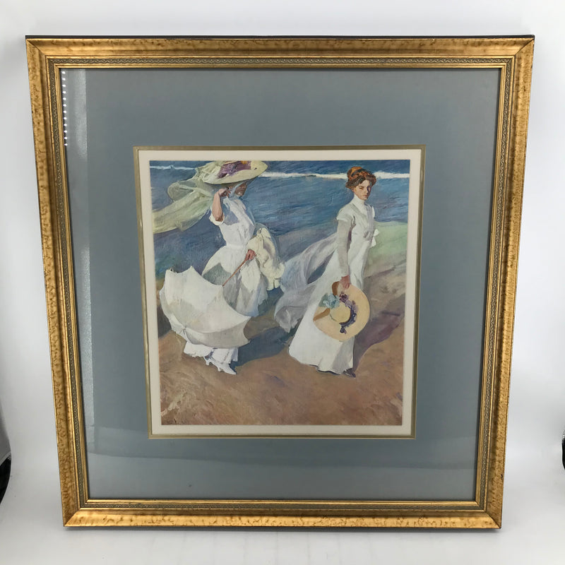 Strolling along the Seashore Print by Joaquin Sorolla