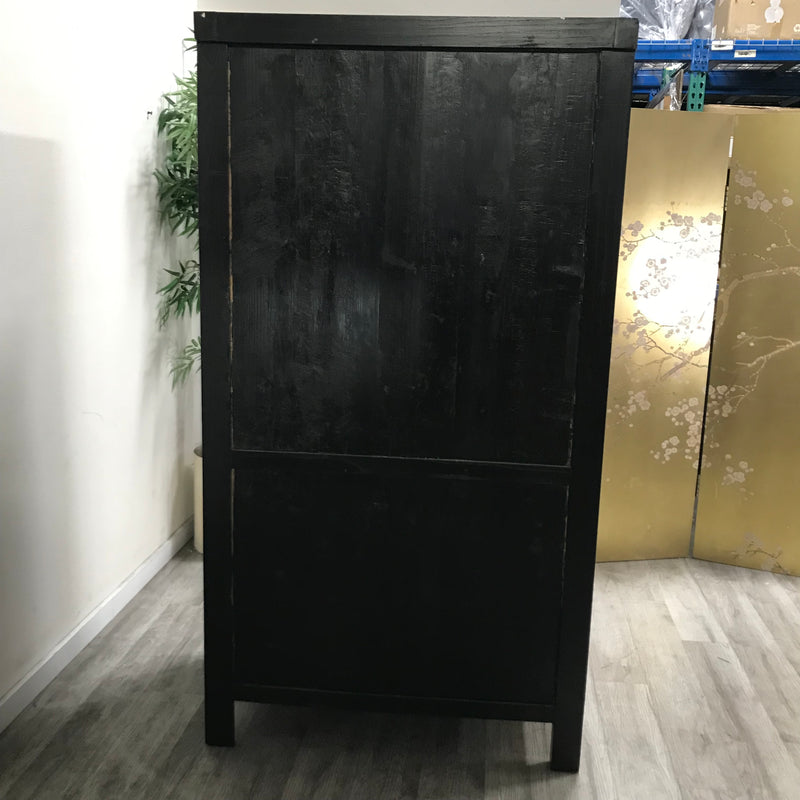 Vintage Chinese Style Dark Brown Solid Wood Cabinet