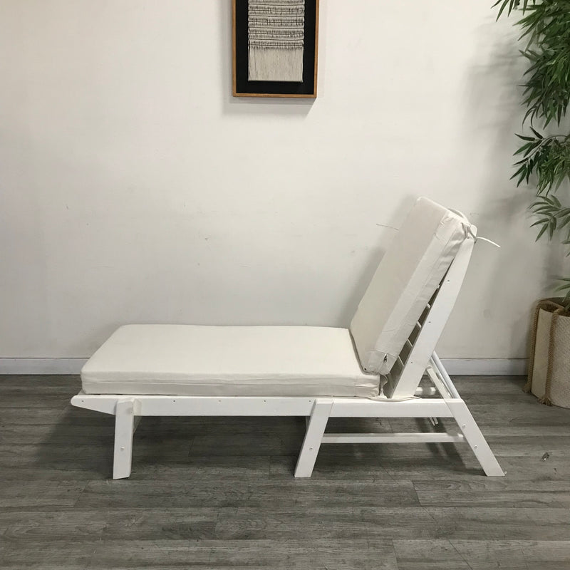 Polywood Nautical White Plastic Outdoor Patio Chaise Lounge with White Cushion