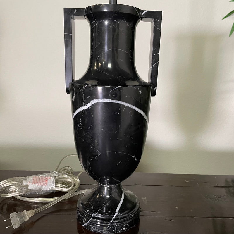 Vintage Black Marble Urn Form Table Lamp
