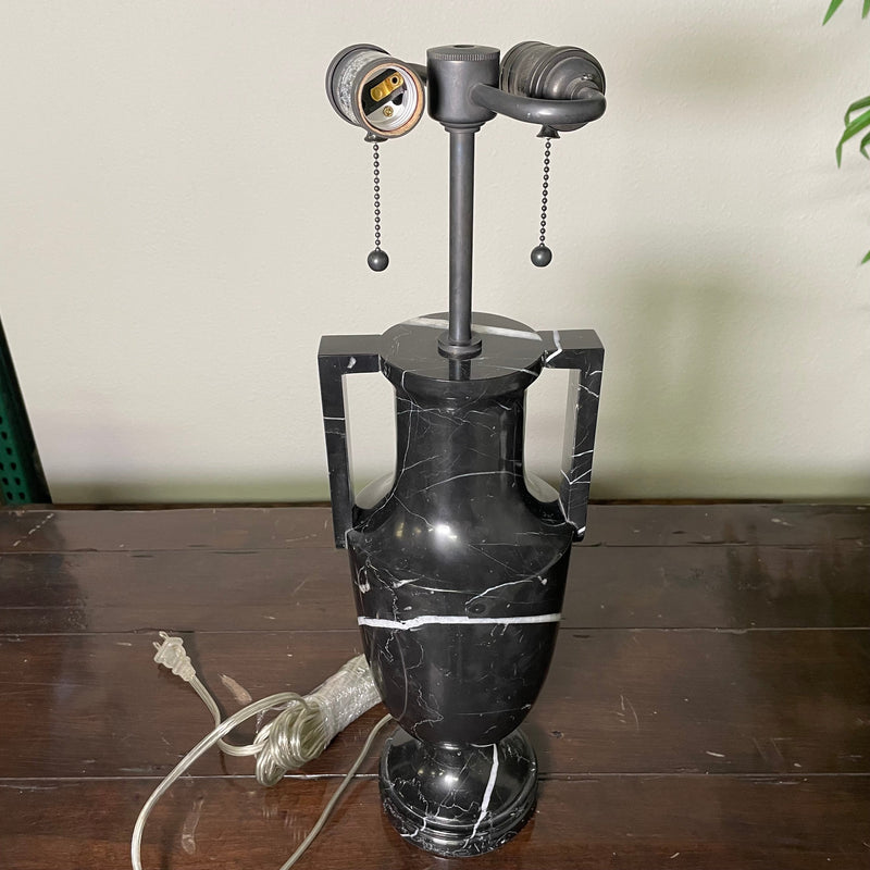 Vintage Black Marble Urn Form Table Lamp