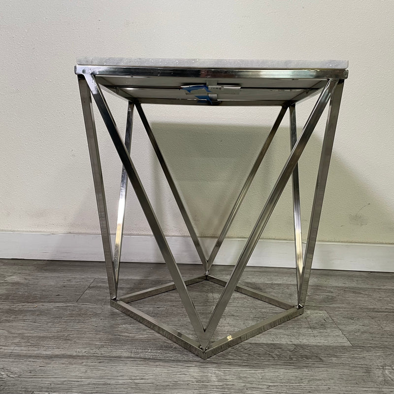 Marble Top & Stainless Steel Modern Accent Table