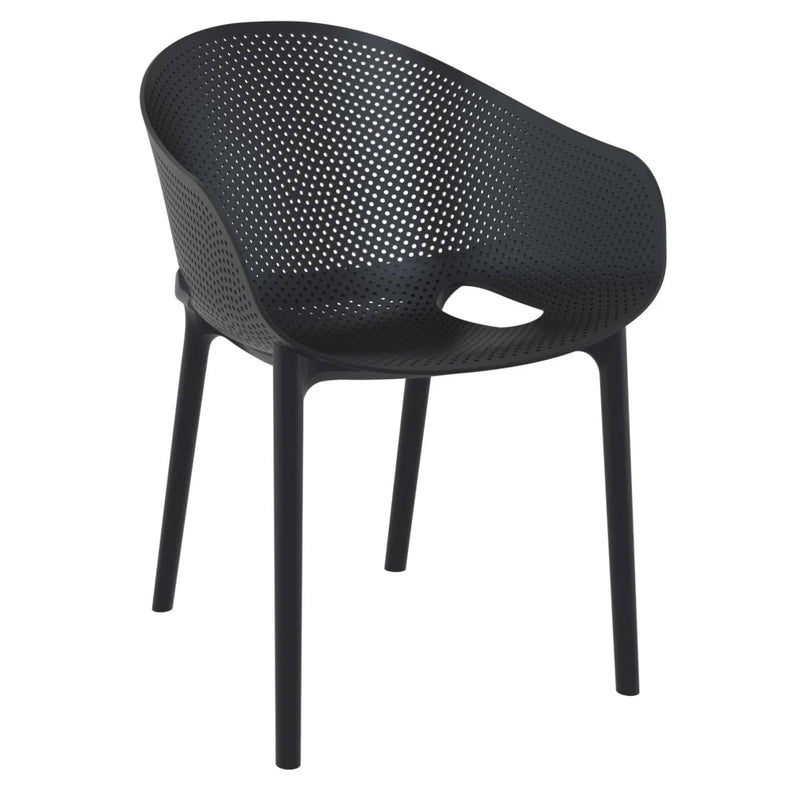 Sky Pro Siyah Outdoor Stacking Arm Chair Set of 2