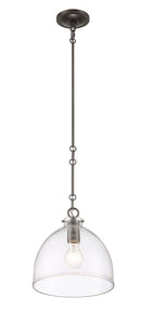 Lumanity Lighting Quinn Seeded Glass 10″ Dome Dark Bronze Pendant Light