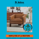 Brown Faux Leather Mid-Century Modern Accent Armchair – Wood Frame