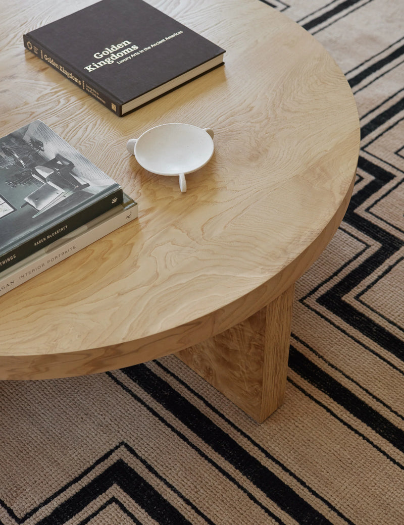 Lulu and Georgia Kearns Round Burl Wood Coffee Table