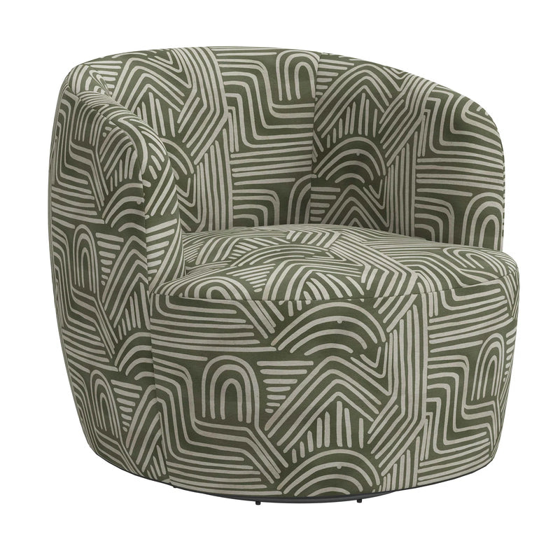 Mina Upholstered Swivel Barrel Chair (Moss Green)