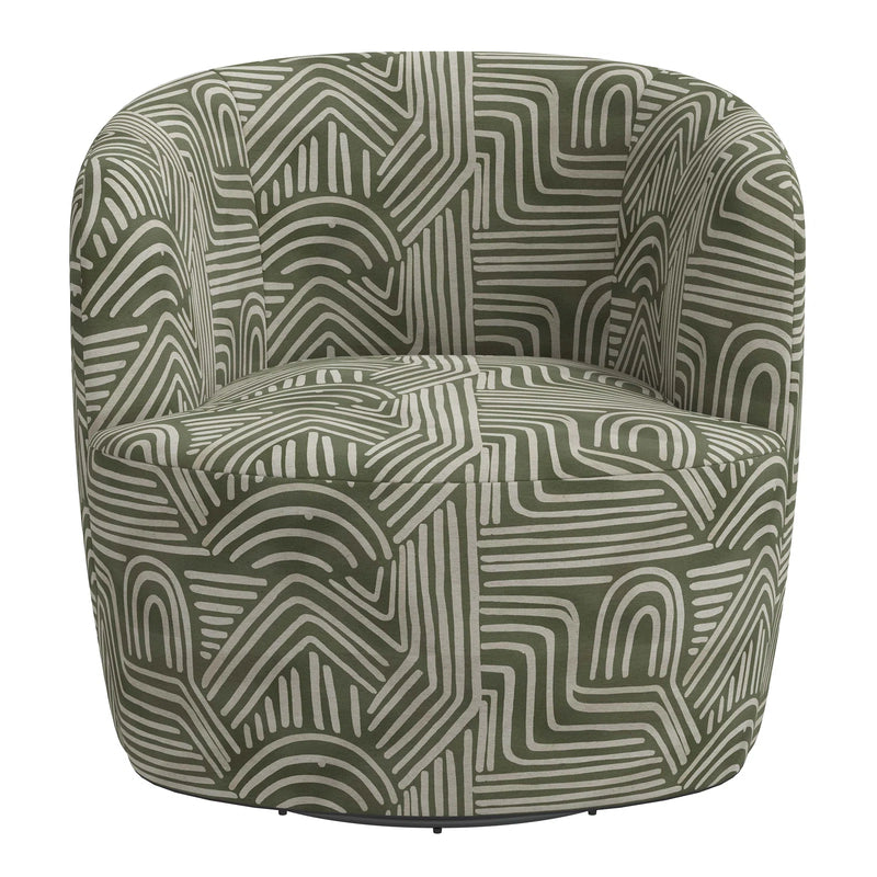 Mina Upholstered Swivel Barrel Chair (Moss Green)