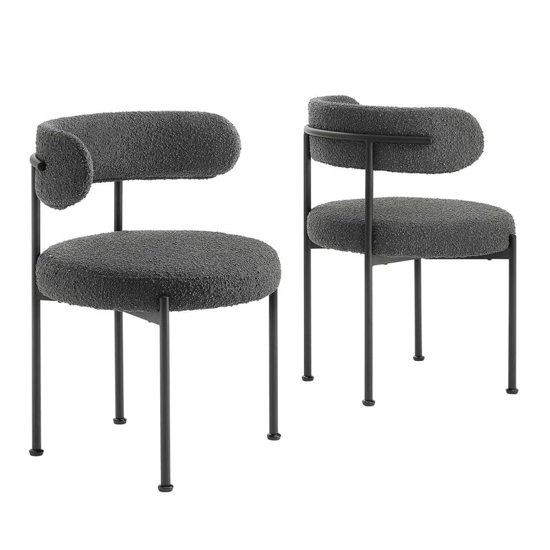 Modway Albie Boucle Fabric Dining Chairs - Set of 2