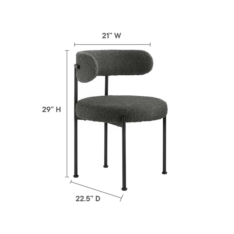 Modway Albie Boucle Fabric Dining Chairs - Set of 2