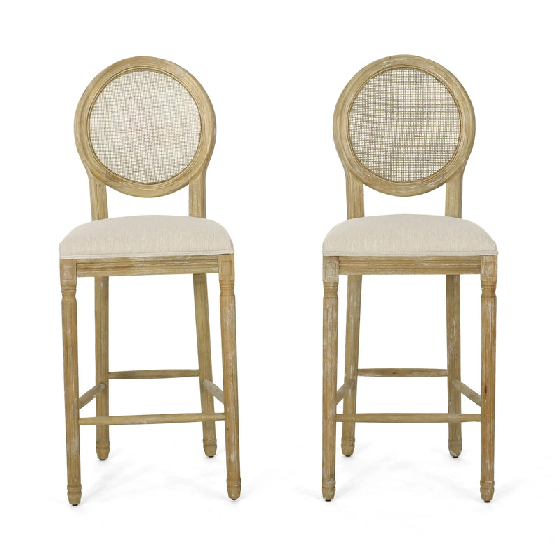 Noble House Epworth French Country Wooden Barstools, Set of 2