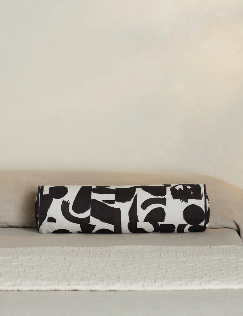 Lulu and Georgia Organic Shapes Linen Bolster Pillow by Sarah Sherman Samuel