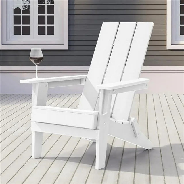 YEFU White Folding Adirondack Chair, Patio Chair With Wide Armrests