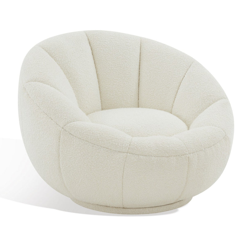 Safavieh Evarose Boucle Swivel Chair - Ivory