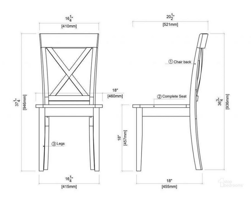 Boraam Jamestown Dining Chair Set of 2 In Antique White