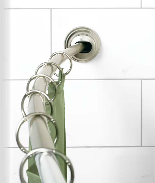 Zenna Home NeverRust 50-in to 72-in Satin Nickel Tension Single Curve Adjustable Shower Curtain Rod