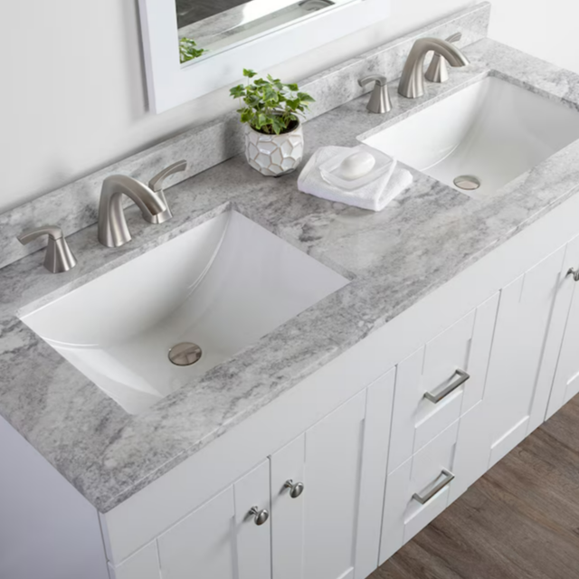 Style Selections Stone Effects 61"x22" Cultured Marble Double Sink 6-Hole Vanity Top