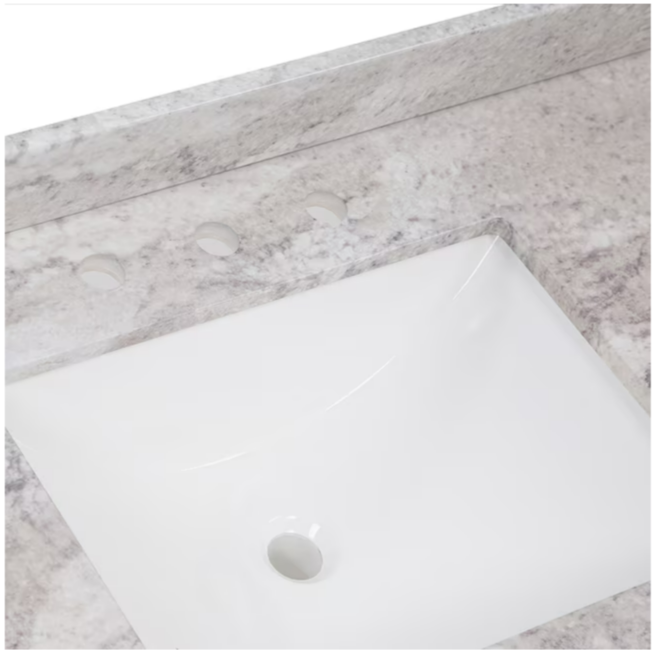 Style Selections Stone Effects 61"x22" Cultured Marble Double Sink 6-Hole Vanity Top