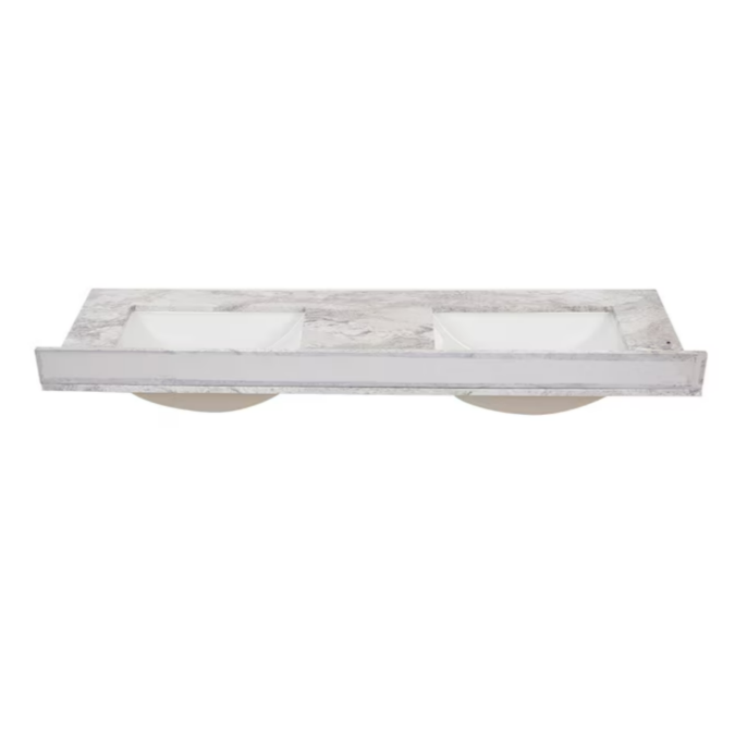 Style Selections Stone Effects 61"x22" Cultured Marble Double Sink 6-Hole Vanity Top