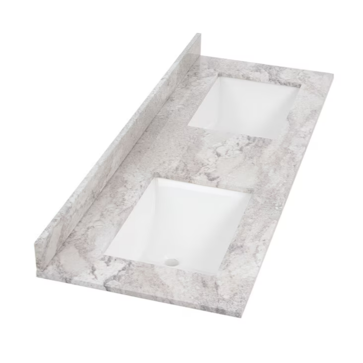 Style Selections Stone Effects 61"x22" Cultured Marble Double Sink 6-Hole Vanity Top