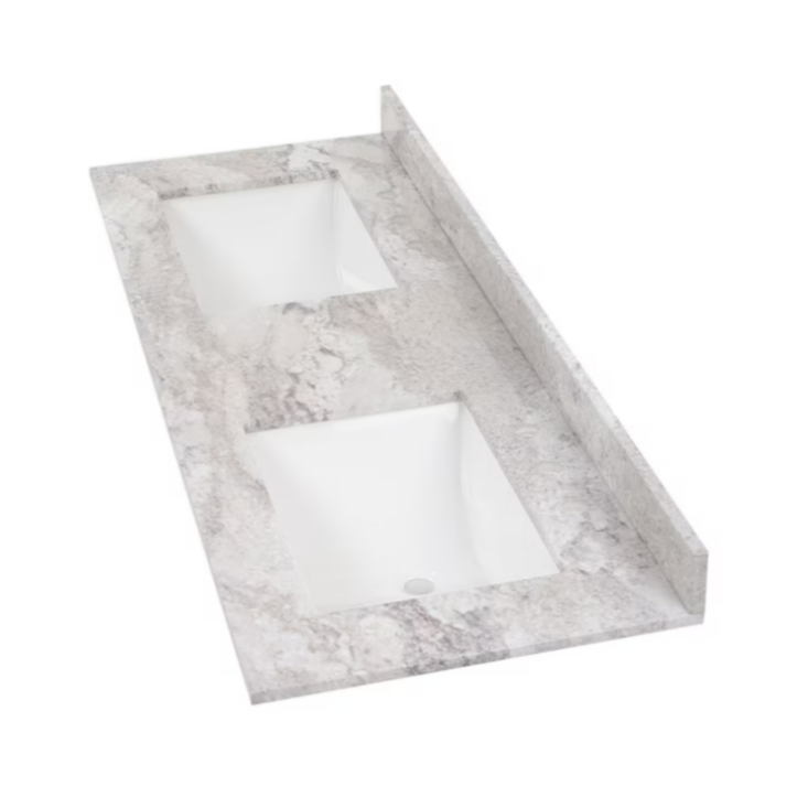 Style Selections Stone Effects 61"x22" Cultured Marble Double Sink 6-Hole Vanity Top
