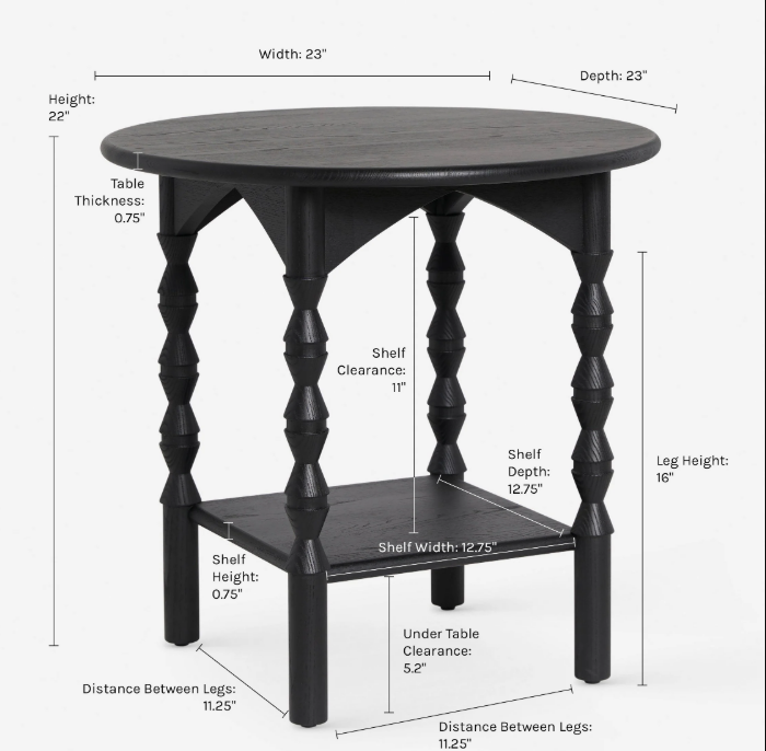 Lulu and Georgia Topia Round Side Table - Black