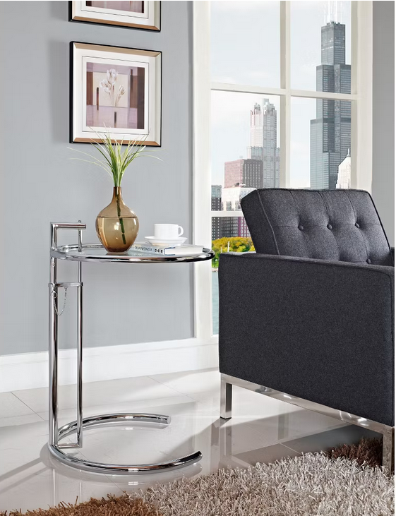 Eileen Gray Inspired Chrome Stainless Steel End Table - Silver