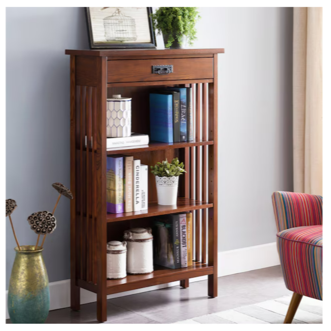 Leick Home BrownBronze Wood 3 -Shelf Bookcase