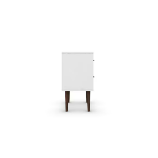Manhattan Comfort Liberty White and Rustic Brown Nightstand