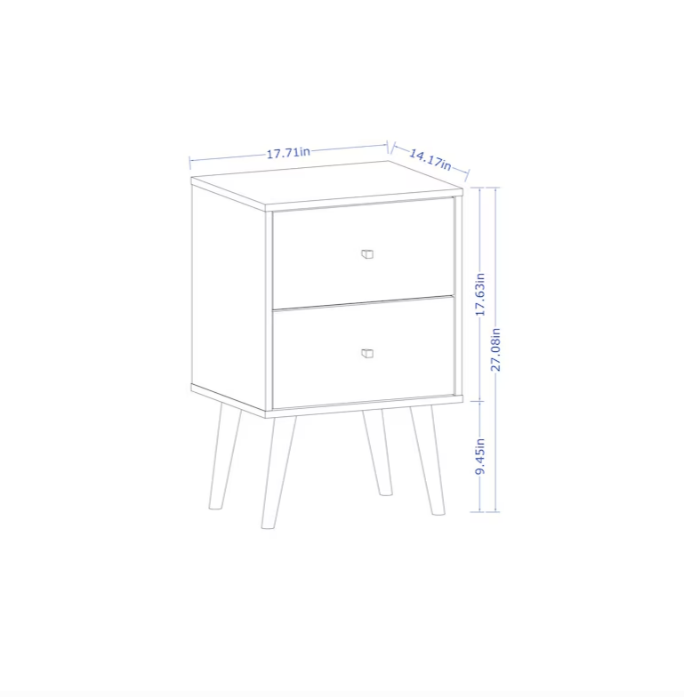 Manhattan Comfort Liberty White and Rustic Brown Nightstand