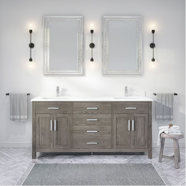 Spa Bathe Kate 72" French Gray Undermount Double Sink Bathroom Vanity