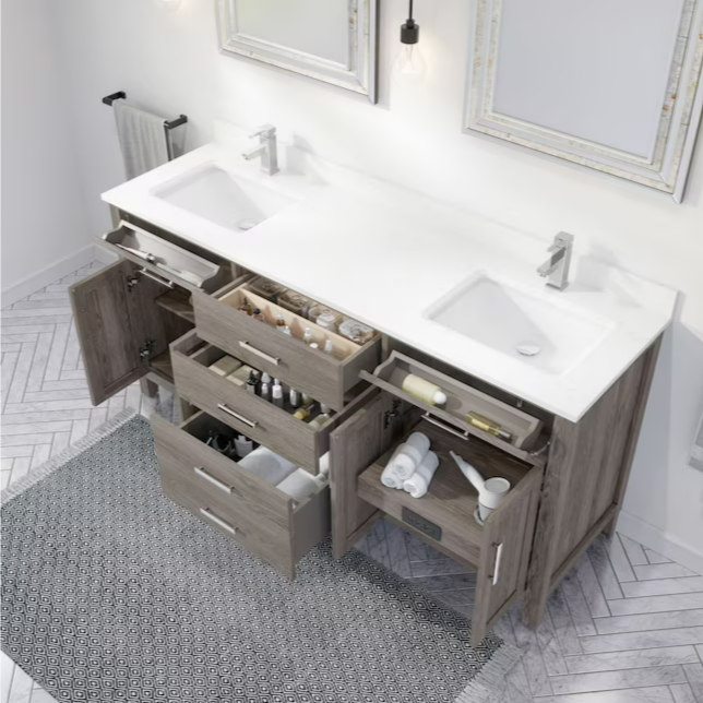 Spa Bathe Kate 72" French Gray Undermount Double Sink Bathroom Vanity